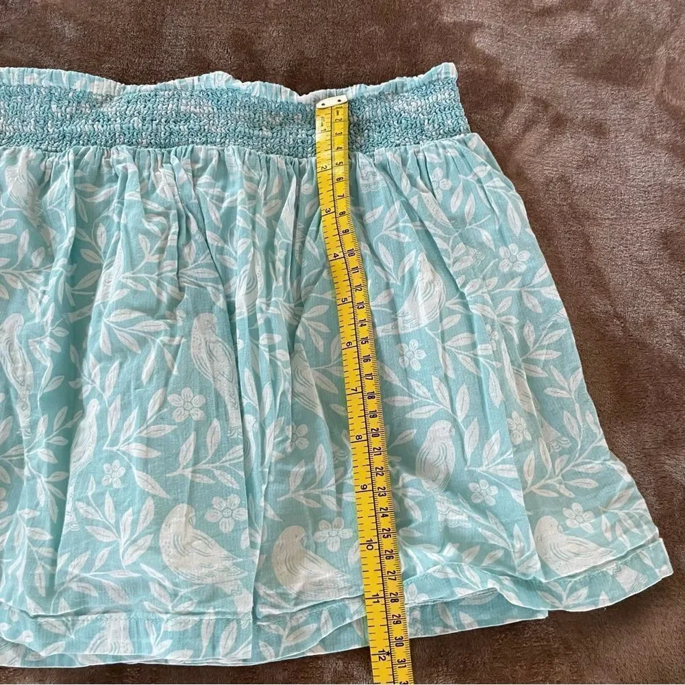 Mini Boden Girls Floral Blue Twirl Skirt with Bird Pattern Size 6-7